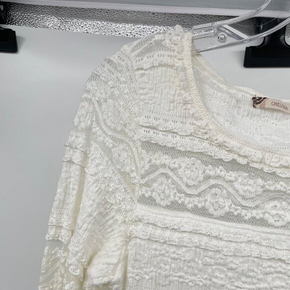Chelsea & Violet Textured Lace Sheath Dress Midi Long Sleeve Ivory Size Medium - Picture 5 of 9